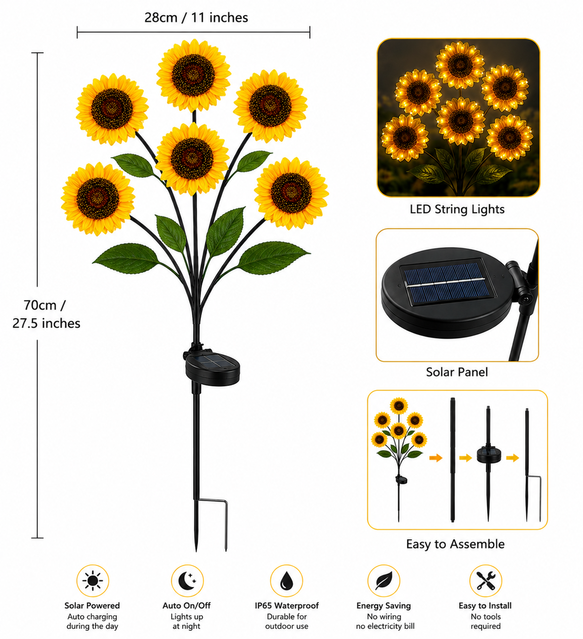 Solar Sunflower Rose Lamp
