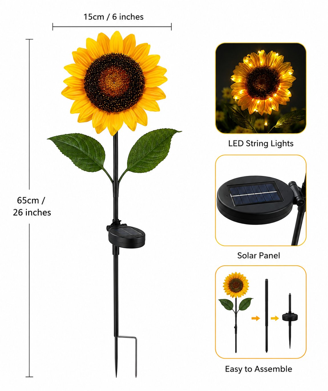 Solar Sunflower Rose Lamp